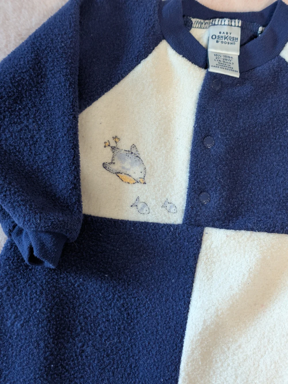 vintage 1990s Baby OshKosh B'gosh colorblock fleece romper 6-9M